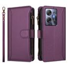 For Infinix Hot 30 5G Magnetic Closure 9 Card Slots Zipper Leather Case with Hand Strap(Purple) - 2