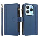 For Infinix Hot 40 4G / 40 Pro 4G Magnetic Closure 9 Card Slots Zipper Leather Case with Hand Strap(Dark Blue) - 2