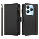 For Infinix Hot 40 4G / 40 Pro 4G Magnetic Closure 9 Card Slots Zipper Leather Case with Hand Strap(Black) - 2