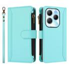 For Infinix Hot 40 4G / 40 Pro 4G Magnetic Closure 9 Card Slots Zipper Leather Case with Hand Strap(Mint Green) - 2