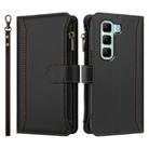 For Infinix Hot 50 4G Magnetic Closure 9 Card Slots Zipper Leather Case with Hand Strap(Black) - 2