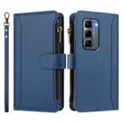 For Infinix Hot 50 Pro+ 4G Magnetic Closure 9 Card Slots Zipper Leather Case with Hand Strap(Dark Blue) - 2