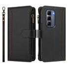 For Infinix Hot 50 Pro+ 4G Magnetic Closure 9 Card Slots Zipper Leather Case with Hand Strap(Black) - 2