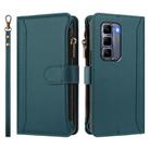 For Infinix Hot 50 Pro+ 4G Magnetic Closure 9 Card Slots Zipper Leather Case with Hand Strap(Dark Green) - 2