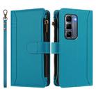For Infinix Hot 50 Pro+ 4G Magnetic Closure 9 Card Slots Zipper Leather Case with Hand Strap(Turquoise) - 2