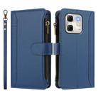 For Infinix Hot 50i 4G / Smart 9 4G Magnetic Closure 9 Card Slots Zipper Leather Case with Hand Strap(Dark Blue) - 2