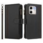 For Infinix Hot 50i 4G / Smart 9 4G Magnetic Closure 9 Card Slots Zipper Leather Case with Hand Strap(Black) - 2