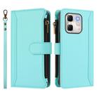 For Infinix Hot 50i 4G / Smart 9 4G Magnetic Closure 9 Card Slots Zipper Leather Case with Hand Strap(Mint Green) - 2