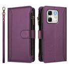 For Infinix Hot 50i 4G / Smart 9 4G Magnetic Closure 9 Card Slots Zipper Leather Case with Hand Strap(Purple) - 2