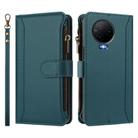 For Infinix Note 12 2023 4G Magnetic Closure 9 Card Slots Zipper Leather Case with Hand Strap(Dark Green) - 2