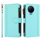 For Infinix Note 12 2023 4G Magnetic Closure 9 Card Slots Zipper Leather Case with Hand Strap(Mint Green) - 2