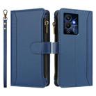 For Infinix Note 12 Pro 5G Magnetic Closure 9 Card Slots Zipper Leather Case with Hand Strap(Dark Blue) - 2