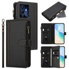 For Infinix Note 12 Pro 5G Magnetic Closure 9 Card Slots Zipper Leather Case with Hand Strap(Black) - 1
