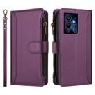 For Infinix Note 12 Pro 5G Magnetic Closure 9 Card Slots Zipper Leather Case with Hand Strap(Purple) - 2