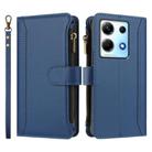 For Infinix Note 30 4G / 5G Magnetic Closure 9 Card Slots Zipper Leather Case with Hand Strap(Dark Blue) - 2
