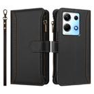 For Infinix Note 30 4G / 5G Magnetic Closure 9 Card Slots Zipper Leather Case with Hand Strap(Black) - 2