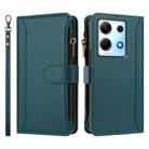 For Infinix Note 30 4G / 5G Magnetic Closure 9 Card Slots Zipper Leather Case with Hand Strap(Dark Green) - 2