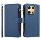 For Infinix Note 30 Pro 4G Magnetic Closure 9 Card Slots Zipper Leather Case with Hand Strap(Dark Blue) - 2