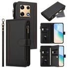 For Infinix Note 30 Pro 4G Magnetic Closure 9 Card Slots Zipper Leather Case with Hand Strap(Black) - 1