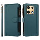For Infinix Note 30 Pro 4G Magnetic Closure 9 Card Slots Zipper Leather Case with Hand Strap(Dark Green) - 2