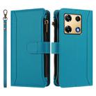 For Infinix Note 30 Pro 4G Magnetic Closure 9 Card Slots Zipper Leather Case with Hand Strap(Turquoise) - 2