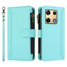 For Infinix Note 30 Pro 4G Magnetic Closure 9 Card Slots Zipper Leather Case with Hand Strap(Mint Green) - 2