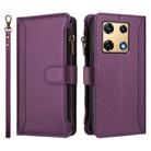For Infinix Note 30 Pro 4G Magnetic Closure 9 Card Slots Zipper Leather Case with Hand Strap(Purple) - 2