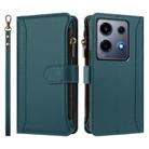 For Infinix Note 30 VIP Magnetic Closure 9 Card Slots Zipper Leather Case with Hand Strap(Dark Green) - 2