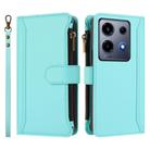 For Infinix Note 30 VIP Magnetic Closure 9 Card Slots Zipper Leather Case with Hand Strap(Mint Green) - 2