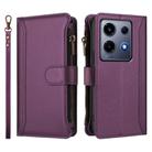 For Infinix Note 30 VIP Magnetic Closure 9 Card Slots Zipper Leather Case with Hand Strap(Purple) - 2