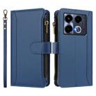 For Infinix Note 40 5G Magnetic Closure 9 Card Slots Zipper Leather Case with Hand Strap(Dark Blue) - 2