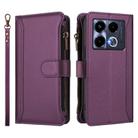 For Infinix Note 40 5G Magnetic Closure 9 Card Slots Zipper Leather Case with Hand Strap(Purple) - 2