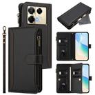 For Infinix Note 40 Pro 4G / 5G Magnetic Closure 9 Card Slots Zipper Leather Case with Hand Strap(Black) - 1