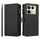 For Infinix Note 40 Pro 4G / 5G Magnetic Closure 9 Card Slots Zipper Leather Case with Hand Strap(Black) - 2