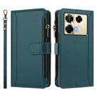 For Infinix Note 40 Pro 4G / 5G Magnetic Closure 9 Card Slots Zipper Leather Case with Hand Strap(Dark Green) - 2