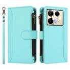For Infinix Note 40 Pro 4G / 5G Magnetic Closure 9 Card Slots Zipper Leather Case with Hand Strap(Mint Green) - 2