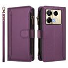 For Infinix Note 40 Pro 4G / 5G Magnetic Closure 9 Card Slots Zipper Leather Case with Hand Strap(Purple) - 2