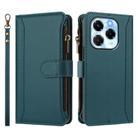 For Infinix Note 40X 5G Magnetic Closure 9 Card Slots Zipper Leather Case with Hand Strap(Dark Green) - 2