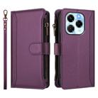 For Infinix Note 40X 5G Magnetic Closure 9 Card Slots Zipper Leather Case with Hand Strap(Purple) - 2