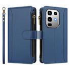 For Infinix Note 50 Pro 4G / 50 4G Magnetic Closure 9 Card Slots Zipper Leather Case with Hand Strap(Dark Blue) - 2