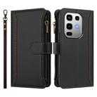 For Infinix Note 50 Pro 4G / 50 4G Magnetic Closure 9 Card Slots Zipper Leather Case with Hand Strap(Black) - 2