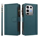For Infinix Note 50 Pro 4G / 50 4G Magnetic Closure 9 Card Slots Zipper Leather Case with Hand Strap(Dark Green) - 2