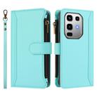 For Infinix Note 50 Pro 4G / 50 4G Magnetic Closure 9 Card Slots Zipper Leather Case with Hand Strap(Mint Green) - 2
