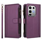 For Infinix Note 50 Pro 4G / 50 4G Magnetic Closure 9 Card Slots Zipper Leather Case with Hand Strap(Purple) - 2