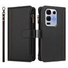 For Infinix Note 50x 5G Magnetic Closure 9 Card Slots Zipper Leather Case with Hand Strap(Black) - 2