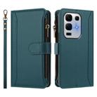 For Infinix Note 50x 5G Magnetic Closure 9 Card Slots Zipper Leather Case with Hand Strap(Dark Green) - 2