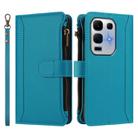 For Infinix Note 50x 5G Magnetic Closure 9 Card Slots Zipper Leather Case with Hand Strap(Turquoise) - 2