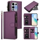 For Infinix Note 50x 5G Magnetic Closure 9 Card Slots Zipper Leather Case with Hand Strap(Purple) - 1