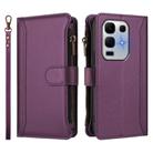 For Infinix Note 50x 5G Magnetic Closure 9 Card Slots Zipper Leather Case with Hand Strap(Purple) - 2