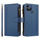 For Infinix Smart 6 / 6 Plus Magnetic Closure 9 Card Slots Zipper Leather Case with Hand Strap(Dark Blue) - 2